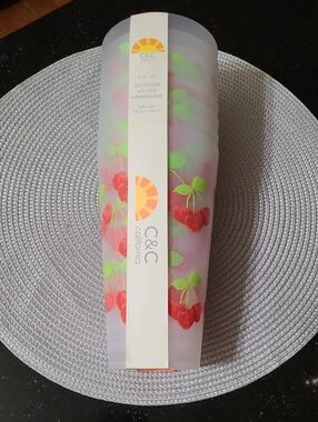 C&C California Frosted Cherry Plastic Tumblers - Pink, Red, Green